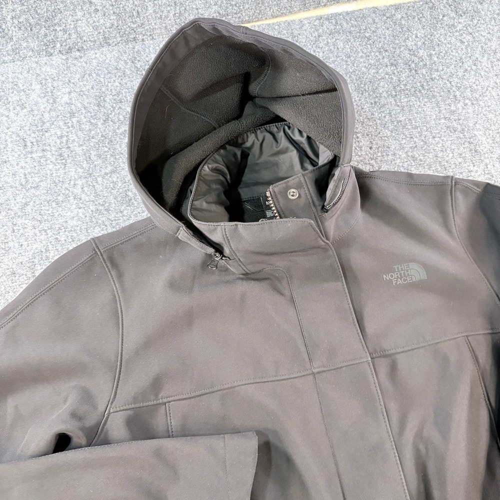 The North Face Womens Apex Bionic Hooded‎ Softshell Parka Jacket Black Sz M READ
